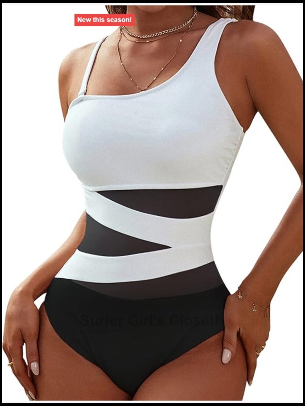 Sexy One Piece Bathing Suit Mesh Swimwear One Shoulder Slimming Swimsuit